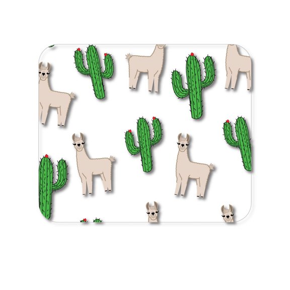 DistinctInk Mouse Pad - 1/4" Foam Rubber - Llamas and Cacti Cactus