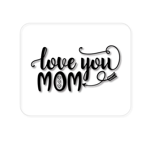 DistinctInk Mouse Pad - 1/4" Foam Rubber - Love You Mom - Hearts, Arrow