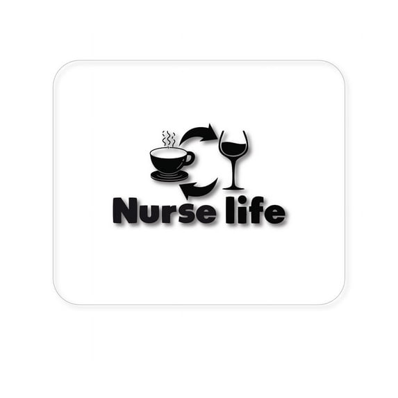 DistinctInk Mouse Pad - 1/4" Foam Rubber - Nurse Life - Coffee, Wine, Repeat