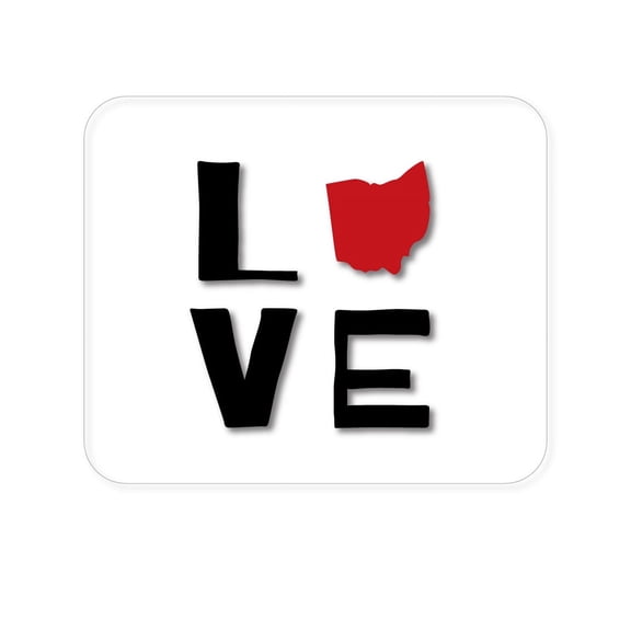 DistinctInk Mouse Pad - 1/4" Foam Rubber - Ohio - Love Black & Red