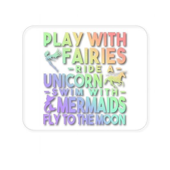 DistinctInk Mouse Pad - 1/4" Foam Rubber - Play With Fairs Ride Unicorn Mermaids Moon