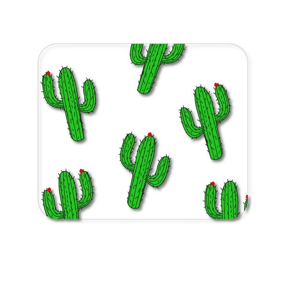 DistinctInk Mouse Pad - 1/4" Foam Rubber - Repeating Cartoon Cactus