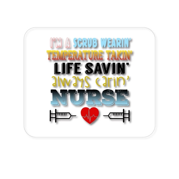 DistinctInk Mouse Pad - 1/4" Foam Rubber - Scrub Wearing Temp Taking Life Saving Nurse