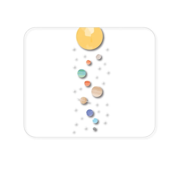 DistinctInk Mouse Pad - Planets with Sun - 1/4 inch Foam Rubber, Non-Slip