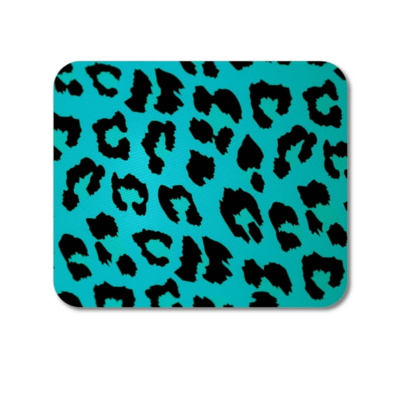 DistinctInk Mouse Pad - 1/4" Foam Rubber - Teal Black Leopard Skin Spots