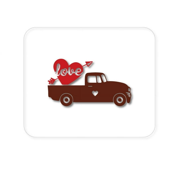 DistinctInk Mouse Pad - 1/4" Foam Rubber - Valentine Truck Red Love Heart Arrow