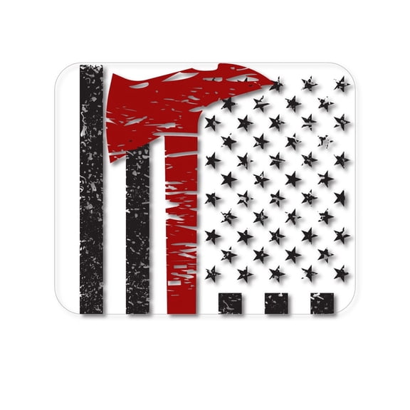 DistinctInk Mouse Pad - 1/4" Foam Rubber - Weathered Thin Red Line US Flag With Axe