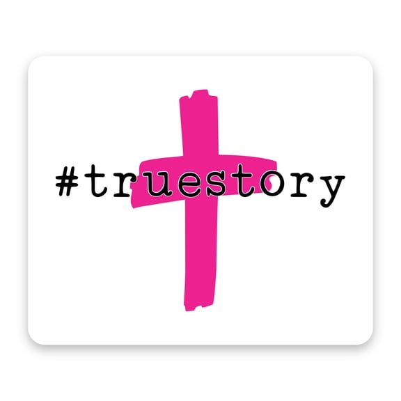 DistinctInk Mouse Pad - 1/4" Foam Rubber - #truestory - Cross - Christian - Hot Pink