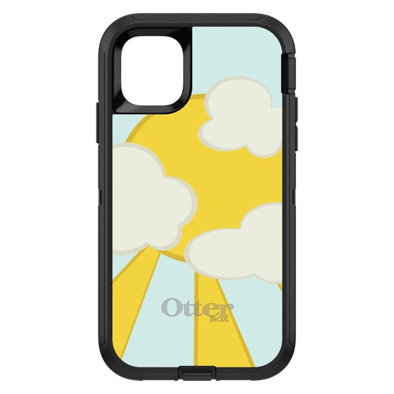DistinctInk OtterBox Defender Custom Case for Apple iPhone 15 Pro (6.1" Screen) - Blue Yellow Sun Sky Clouds - Slim Profile Design