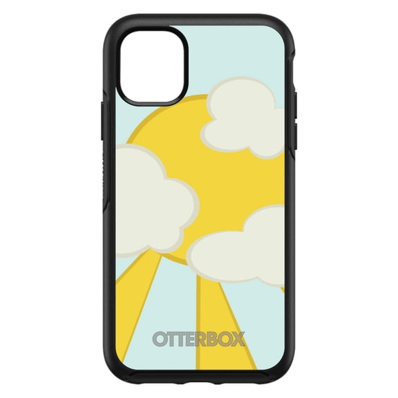 DistinctInk OtterBox Symmetry Custom Case for Apple iPhone 15 (6.1" Screen) - Blue Yellow Sun Sky Clouds - Wireless Charging Compatible