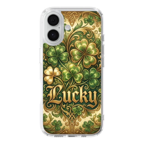 DistinctInk Shamrock St Patricks Clear Case for iPhone 17 - MagSafe Compatible, Slim Shockproof Cover
