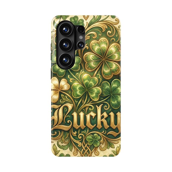 DistinctInk Shamrock St Patricks Tough Case for Galaxy S26 Ultra - MagCase Qi2 Magnetic, 2-Layer Shockproof Cover