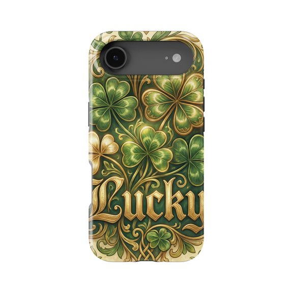 DistinctInk Shamrock St Patricks Tough Case for iPhone 17 Air - MagSafe Compatible, 2-Layer Shockproof Cover