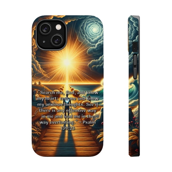 DistinctInk MagSafe Tough Case for Apple iPhone 13 Mini (5.4" Screen) - A Prayer for Self-Reflection and Guidance - Shockproof Protection
