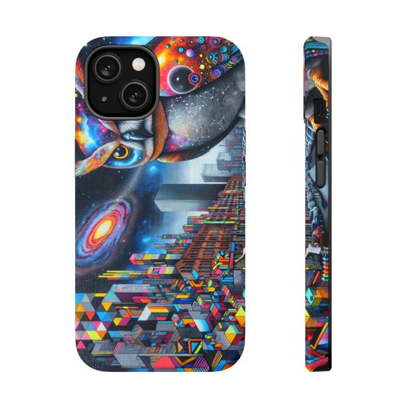 DistinctInk MagSafe Tough Case for Apple iPhone 13 Mini (5.4" Screen) - Spectrum of Dreams: Vibrant Street Art Masterpiece - Lightweight Grip