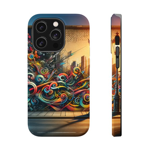 DistinctInk MagSafe Tough Case for Apple iPhone 13 Pro (6.1" Screen) - Vivid Urban Expression: A Kaleidoscope of City Colors - Lightweight Grip