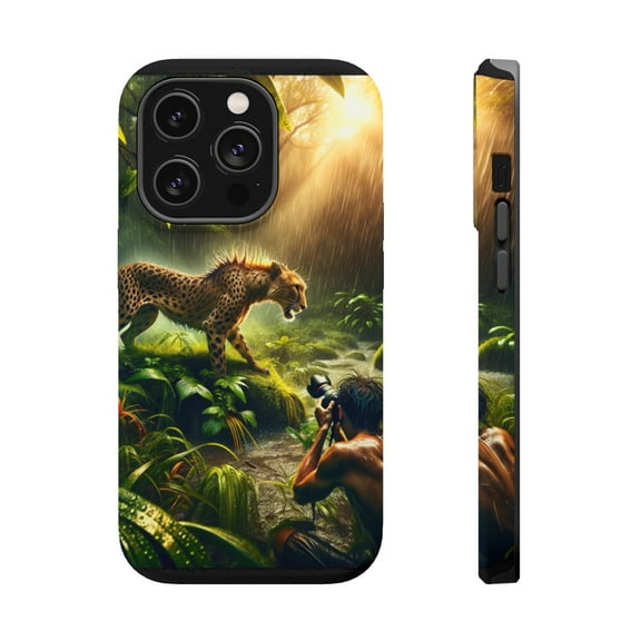 DistinctInk Tough Case for Apple iPhone 13 Pro MAX (6.7" Screen), Compatible with MagSafe Charging - "Enchanting Wildlife: Magnificent Animals in their Picturesque Habitat"