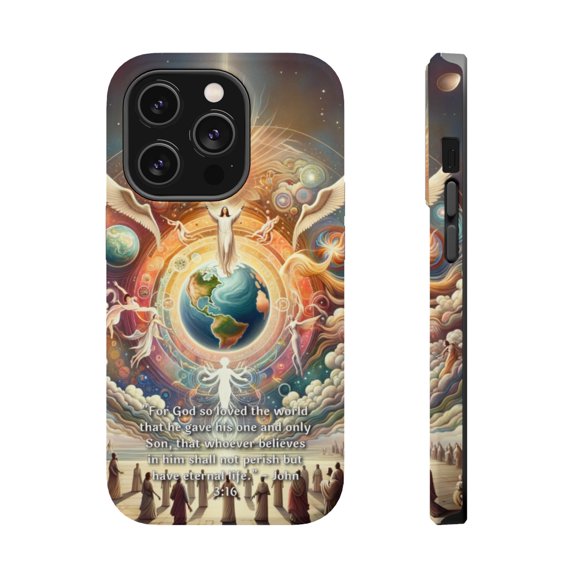 DistinctInk MagSafe Tough Case for Apple iPhone 13 Pro Max (6.7" Screen) - John 3:16 - Lightweight Grip