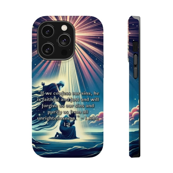 DistinctInk MagSafe Tough Case for Apple iPhone 14 Pro (6.1" Screen) - Confession and Redemption - Raised Bezel Screen Guard