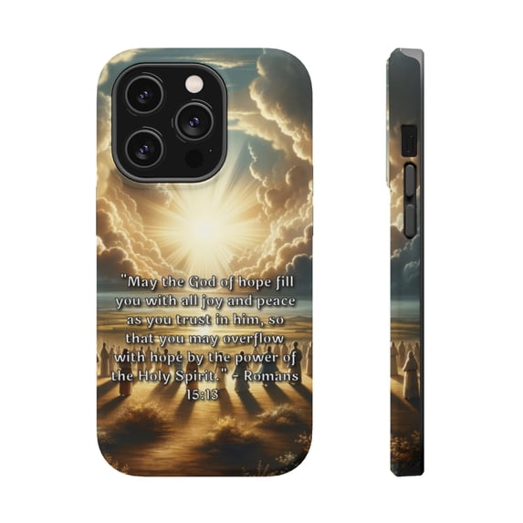 DistinctInk MagSafe Tough Case for Apple iPhone 14 Pro Max (6.7" Screen) - A Message of Joy and Peace - Tempered Glass Back