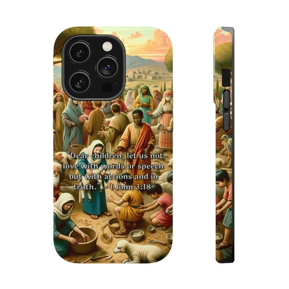 DistinctInk MagSafe Tough Case for Apple iPhone 15 Pro Max (6.7" Screen) - Love not just with words but actions - Slim Profile Design