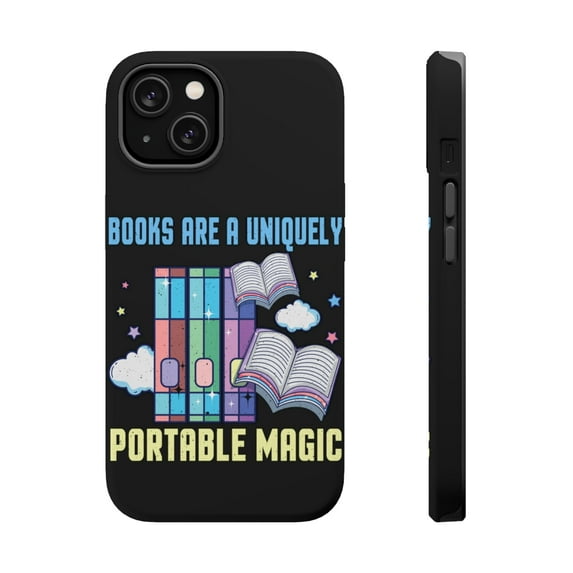 DistinctInk Tough Case for Apple iPhone 13 (6.1" Screen), Compatible with MagSafe Charging - Books Are A Portable Magic