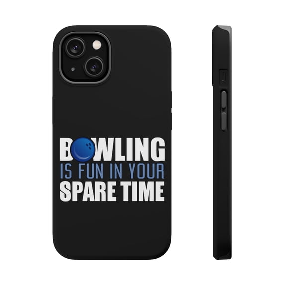 DistinctInk Tough Case for Apple iPhone 13 (6.1" Screen), Compatible with MagSafe Charging - Bowling is Fun In Your SPARE Time