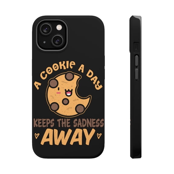 DistinctInk MagSafe Tough Case for Apple iPhone 13 (6.1" Screen) - Cookie A Day Keeps Sadness Away - Tempered Glass Back