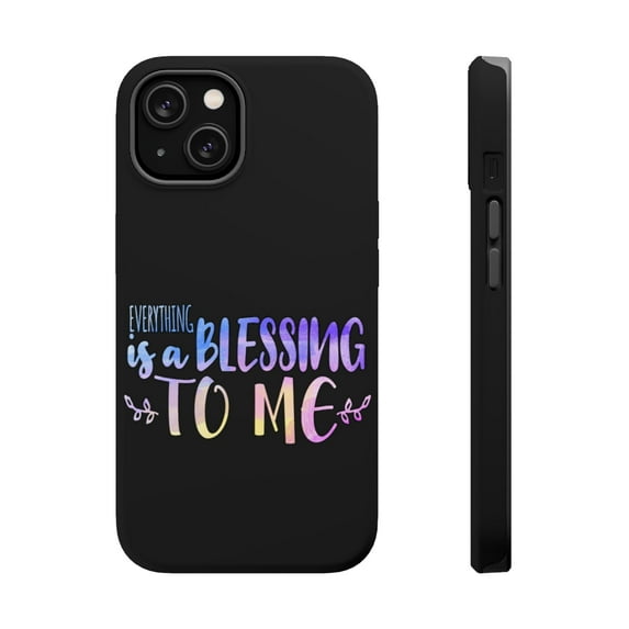 DistinctInk MagSafe Tough Case for Apple iPhone 13 (6.1" Screen) - Everything Blessing To Me - Tempered Glass Back