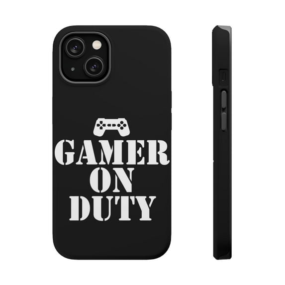 DistinctInk MagSafe Tough Case for Apple iPhone 13 (6.1" Screen) - Gamer on Duty Video Games - Lightweight Grip