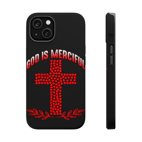 DistinctInk MagSafe Tough Case for Apple iPhone 13 (6.1" Screen) - God Is Merciful - Shockproof Protection