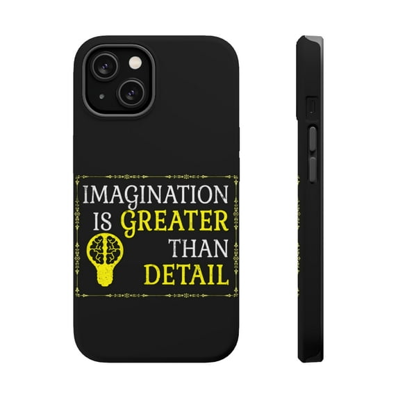 DistinctInk MagSafe Tough Case for Apple iPhone 13 (6.1" Screen) - Imagination Is Greater Than Detail - Raised Bezel Screen Guard