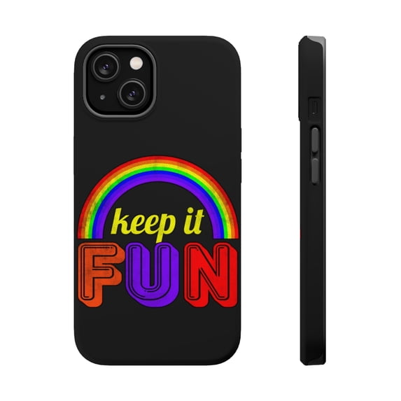 DistinctInk MagSafe Tough Case for Apple iPhone 13 (6.1" Screen) - Rainbow - Slim Profile Design