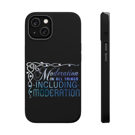 DistinctInk Tough Case for Apple iPhone 13 (6.1" Screen), Compatible with MagSafe Charging - Moderation In All Things