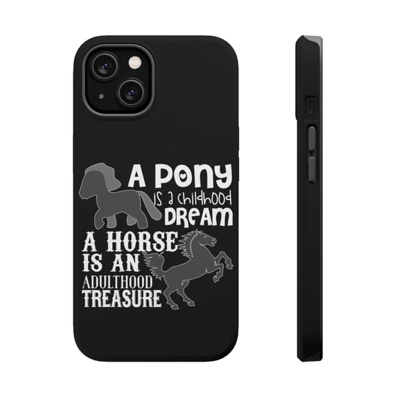 DistinctInk MagSafe Tough Case for Apple iPhone 13 (6.1" Screen) - Pony Childhood Dream, Horse Adult Treasure - Lightweight Grip