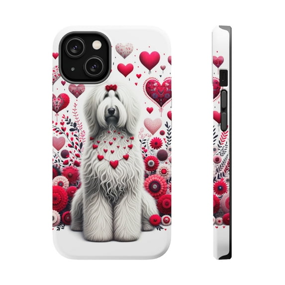 DistinctInk Tough Case for Apple iPhone 13 (6.1" Screen), Compatible with MagSafe Charging - Valentine's Day Komondorok