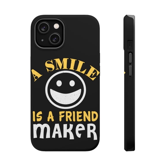 DistinctInk MagSafe Tough Case for Apple iPhone 13 Mini (5.4" Screen) - A Smile Is A Friend Maker - Raised Bezel Screen Guard
