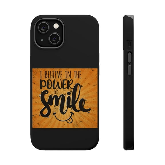 DistinctInk Tough Case for Apple iPhone 13 MINI (5.4" Screen), Compatible with MagSafe Charging - Believe In Power Of Smile