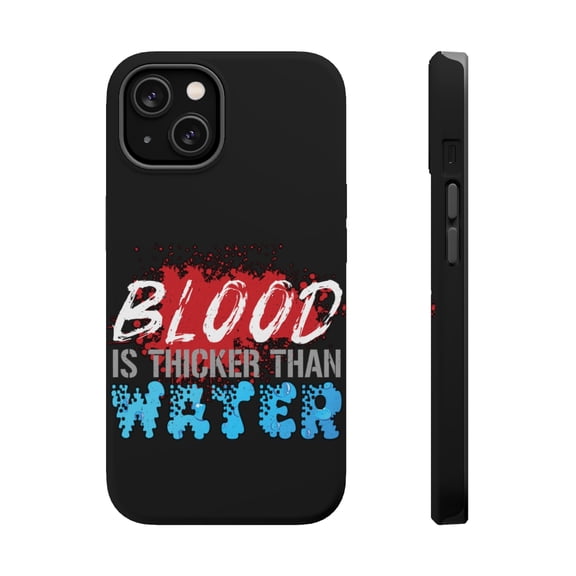 DistinctInk Tough Case for Apple iPhone 13 MINI (5.4" Screen), Compatible with MagSafe Charging - Blood Thicker Than Water