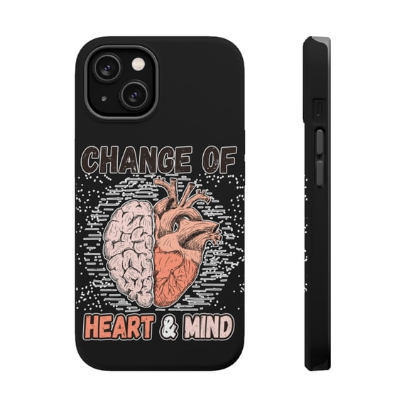 DistinctInk Tough Case for Apple iPhone 13 MINI (5.4" Screen), Compatible with MagSafe Charging - Change Of Heart And Mind