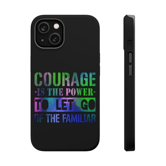 DistinctInk MagSafe Tough Case for Apple iPhone 13 Mini (5.4" Screen) - Courage Power Let Go Of Familiar - Slim Profile Design