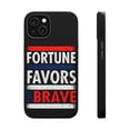 thumbnail image 1 of DistinctInk MagSafe Tough Case for Apple iPhone 13 Mini (5.4" Screen) - Fortune Favors Brave - Tempered Glass Back, 1 of 6