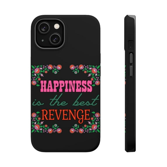 DistinctInk Tough Case for Apple iPhone 13 MINI (5.4" Screen), Compatible with MagSafe Charging - Happiness Best Revenge