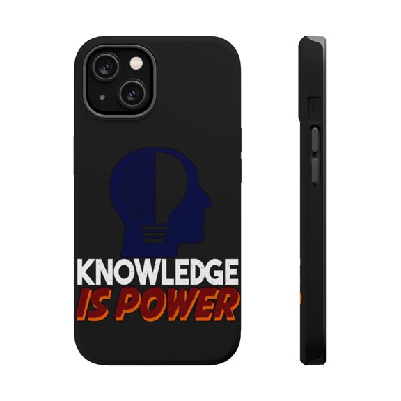 DistinctInk MagSafe Tough Case for Apple iPhone 13 Mini (5.4" Screen) - Knowledge Is Power - Raised Bezel Screen Guard