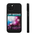 thumbnail image 1 of DistinctInk Tough Case for Apple iPhone 13 MINI (5.4" Screen), Compatible with MagSafe Charging - Life Begins At Night, 1 of 6