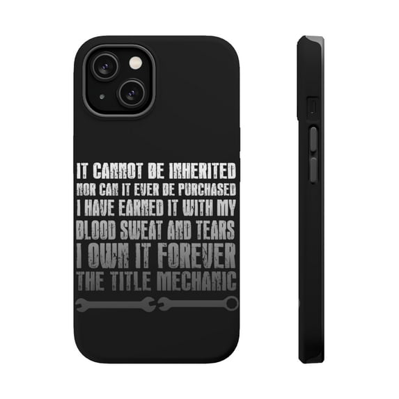 DistinctInk MagSafe Tough Case for Apple iPhone 13 Mini (5.4" Screen) - Mechanic Can't Be Inherited Purchased - Slim Profile Design