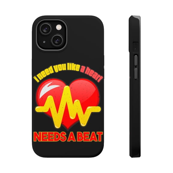 DistinctInk Tough Case for Apple iPhone 13 MINI (5.4" Screen), Compatible with MagSafe Charging - Need You Like Heart Need Beat