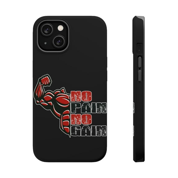 DistinctInk MagSafe Tough Case for Apple iPhone 13 Mini (5.4" Screen) - No Pain No Gain - Tempered Glass Back