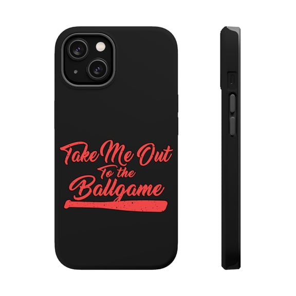 DistinctInk Tough Case for Apple iPhone 13 MINI (5.4" Screen), Compatible with MagSafe Charging - Take Me Out to the Ballgame Baseball