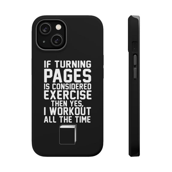 DistinctInk MagSafe Tough Case for Apple iPhone 13 Mini (5.4" Screen) - Turning Pages Considered Exercise I Workout - Shockproof Protection